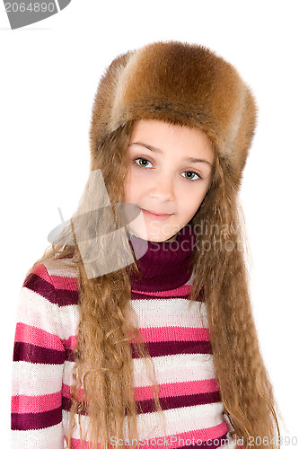 Image of The girl in a winter fur-cap