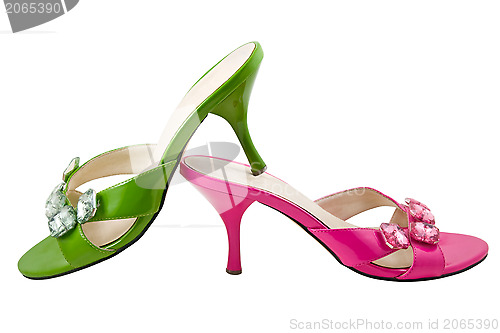 Image of The green and pink shoes