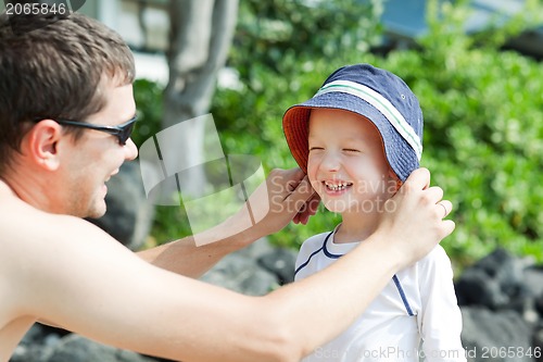 Image of family at a beach vacation