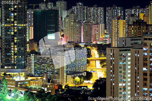Image of Hong Kong crowded urban at night