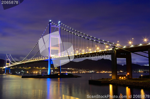 Image of night scene of Tsing Ma bridge