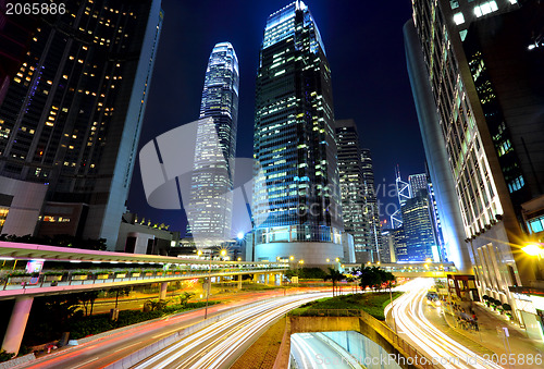 Image of city night with busy traffic