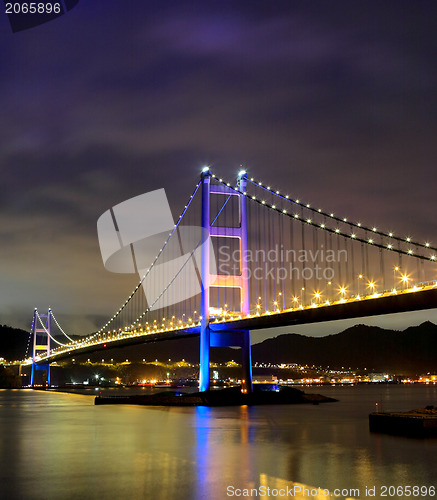 Image of night scene of Tsing Ma bridge