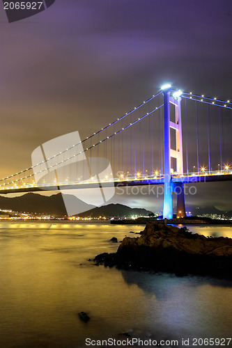 Image of night scene of Tsing Ma bridge