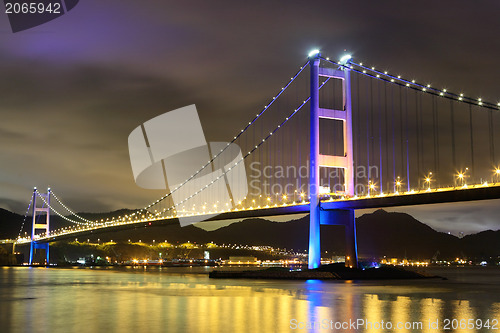 Image of night scene of Tsing Ma bridge