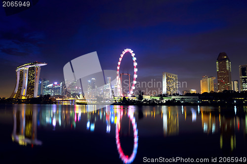 Image of Singapore city skyline at night