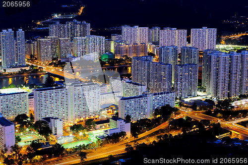 Image of downtown in Hong Kong at night