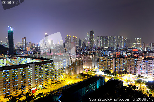 Image of downtown in Hong Kong at night