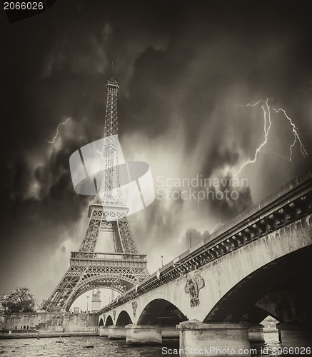 Image of Storm above Eiffel Tower in Paris