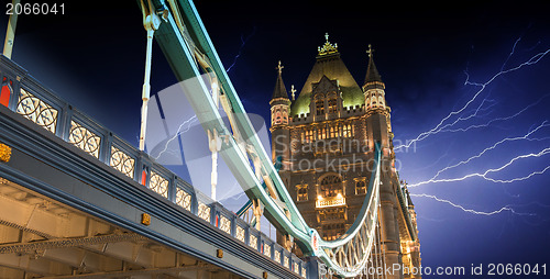 Image of Storm over Tower Bridge at night - London