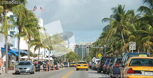 Image of MIAMI BEACH, USA - JAN 7: Beautiful view of Ocean drive on Janua