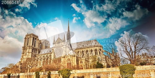 Image of Paris. Beautiful view of Notre Dame Cathedral 