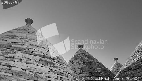 Image of Typical trulli houses with conical roof in Alberobello, Italy