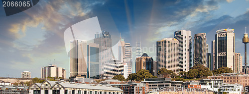Image of Skyscrapers of Sydney Harbour in Port Jackson, natural harbour o