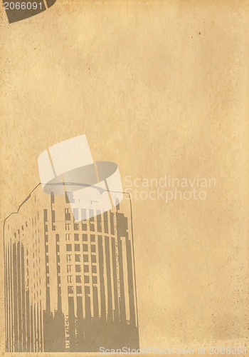 Image of grunge image of cityscape from old paper 