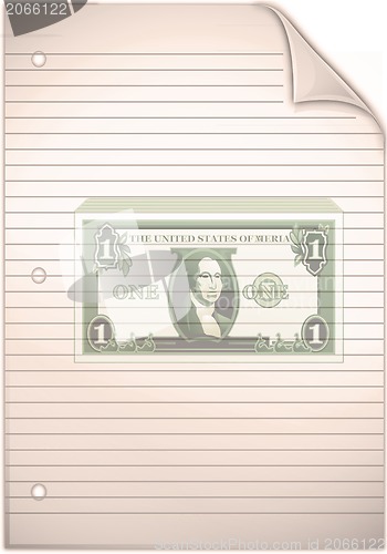 Image of Single sheet of old grungy lined note paper background texture 