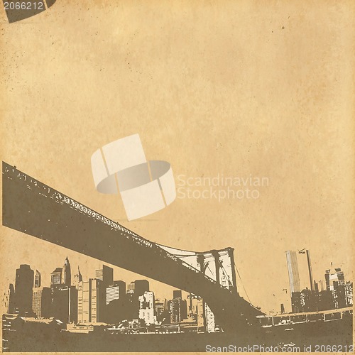 Image of grunge image of cityscape from old paper 