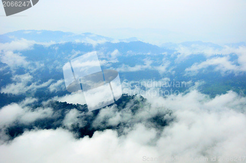 Image of morning mist cover tree and mountain 