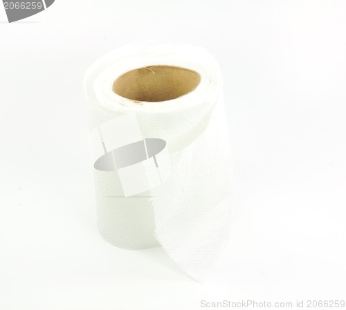 Image of Simple toilet paper on white background 