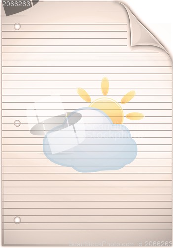 Image of Single sheet of old grungy lined note paper background texture 