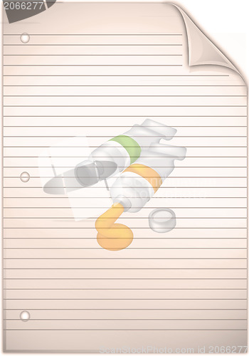 Image of Single sheet of old grungy lined note paper background texture 