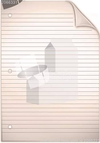 Image of Single sheet of old grungy lined note paper background texture 