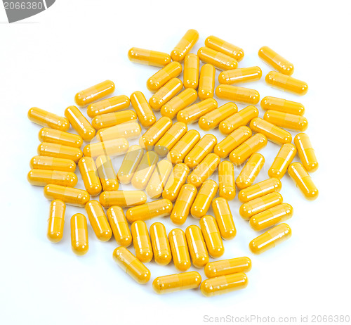 Image of Medicinal pills piled up a bunch of closeup 