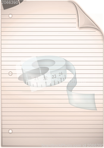 Image of Single sheet of old grungy lined note paper background texture 