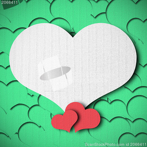 Image of Valentines day background frame with heart shaped ornament 