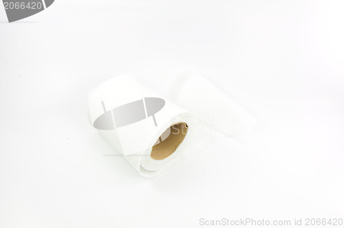 Image of Simple toilet paper on white background 