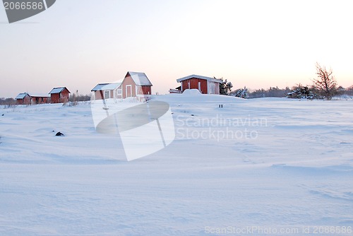 Image of Cabins in snow