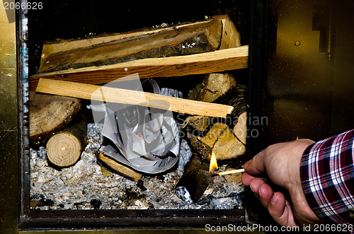 Image of lighting the fire