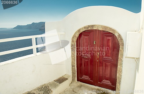 Image of Red wood door