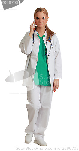 Image of Young Female Doctor on the Phone