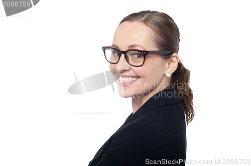 Image of Side profile of a woman wearing spectacles