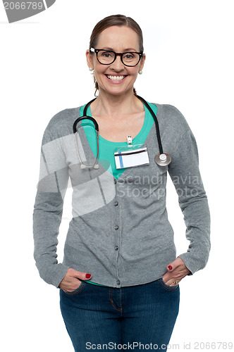 Image of Gorgeous physician posing casually