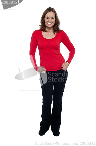 Image of Full length portrait of fashion woman in casuals