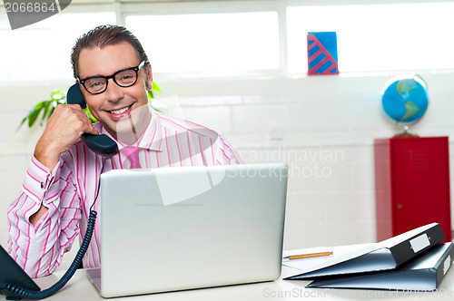 Image of Boss on a business call clinches the deal