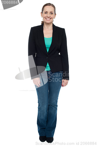 Image of Full length portrait of a stylish trendy woman