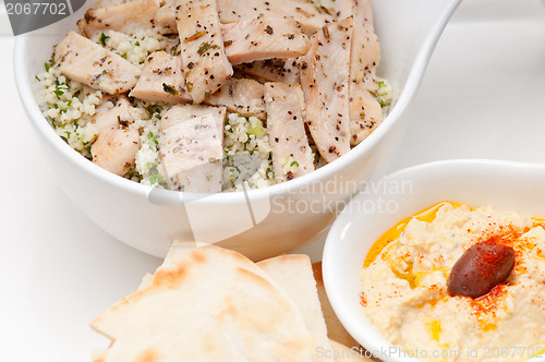 Image of chicken taboulii couscous with hummus