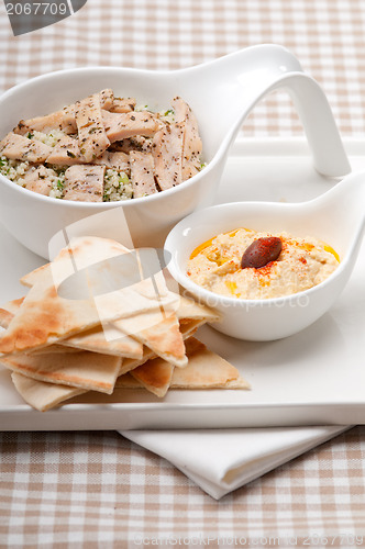 Image of chicken taboulii couscous with hummus