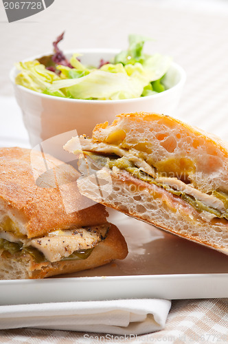 Image of Italian ciabatta panini sandwich chicken