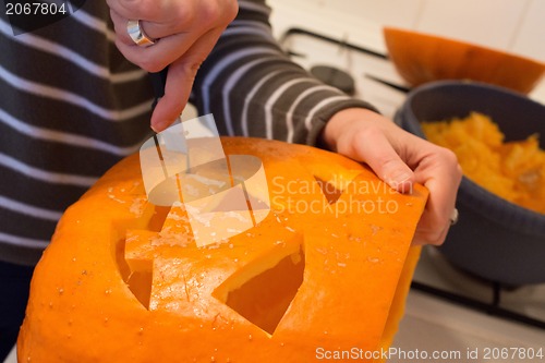 Image of Halloween jack o lantern preparation