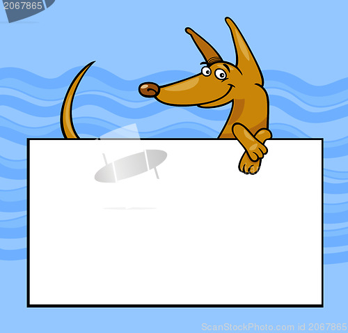 Image of cartoon dog with board or card