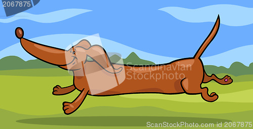 Image of running dachshund dog cartoon illustration