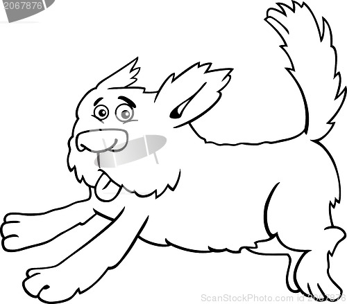 Image of running shaggy dog cartoon for coloring