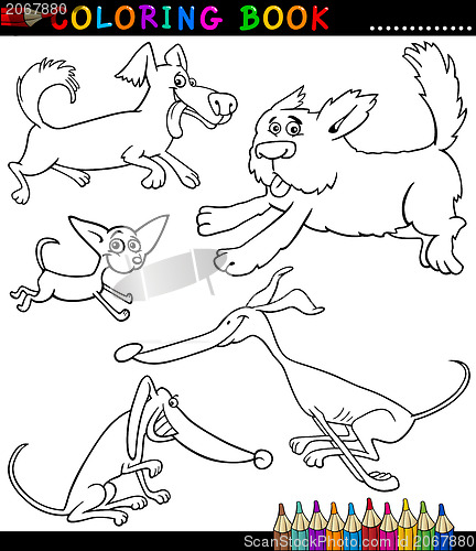 Image of Cartoon Dogs or Puppies for Coloring Book