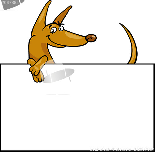 Image of cartoon dog with board or card