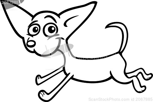 Image of running chihuahua cartoon for coloring