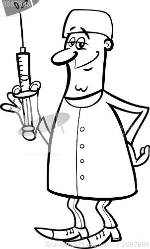 Image of doctor or surgeon black and white cartoon